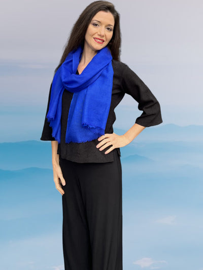 Cobalt Cashmere Thin Weave Solid Scarf