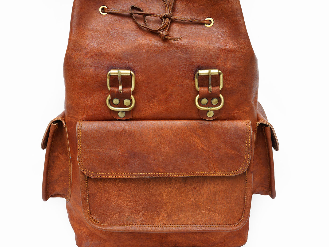 15 Inch Vintage Brown Genuine Leather Women Backpack Bag