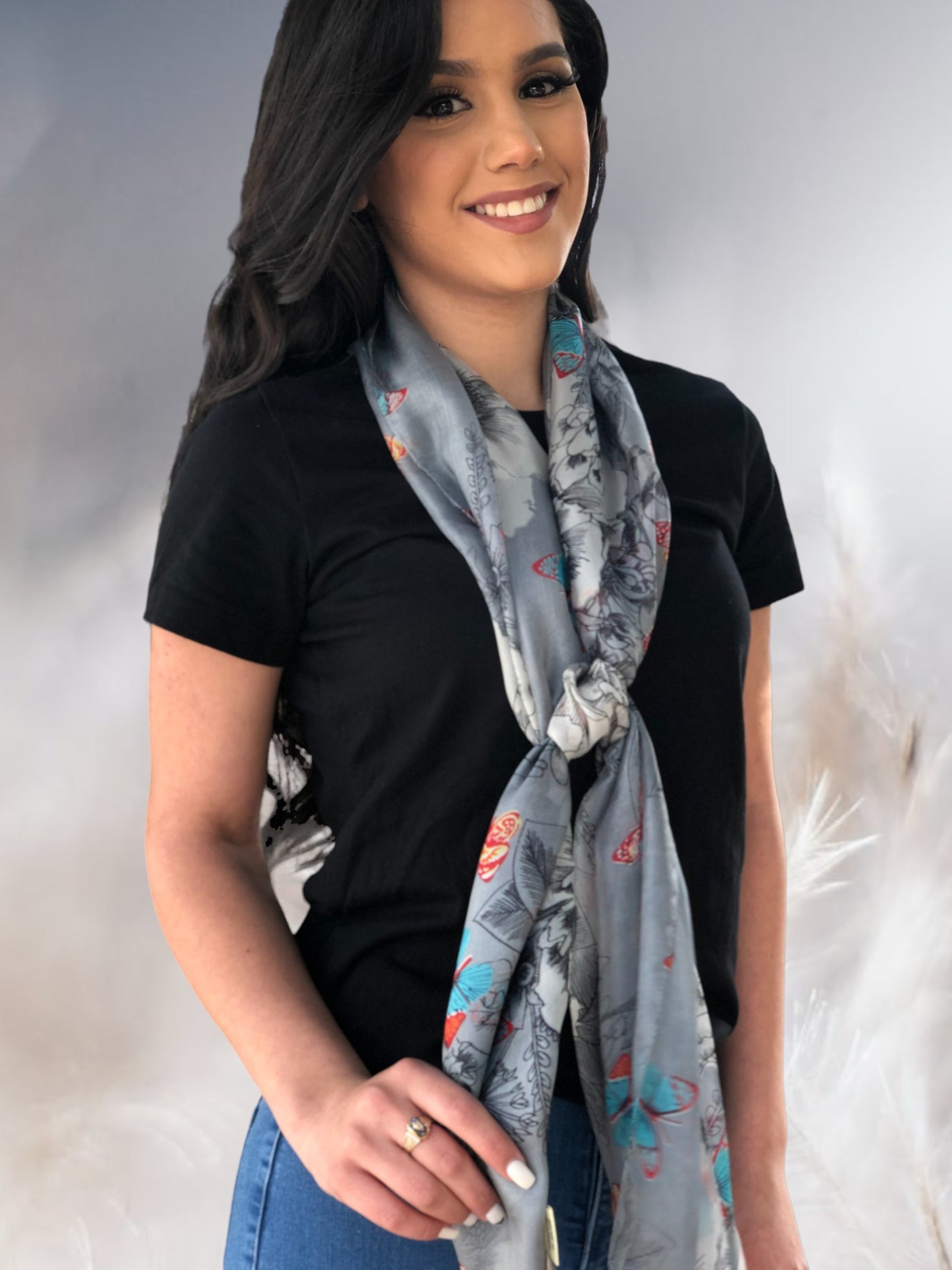 Grey Silk Scarf