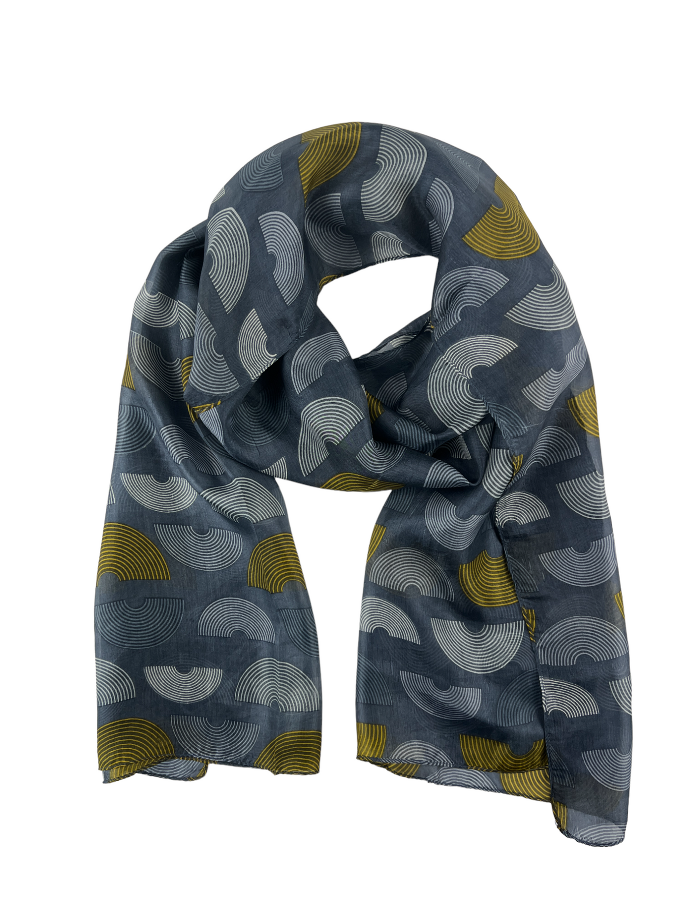 Gray and Gold Silk Scarf