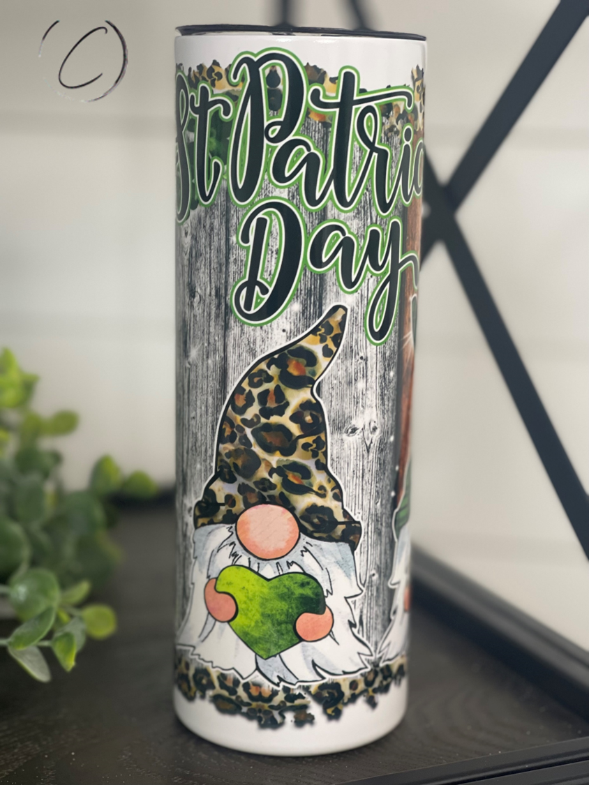 St. Patricks Day Gnomes 20oz Skinny Tumbler