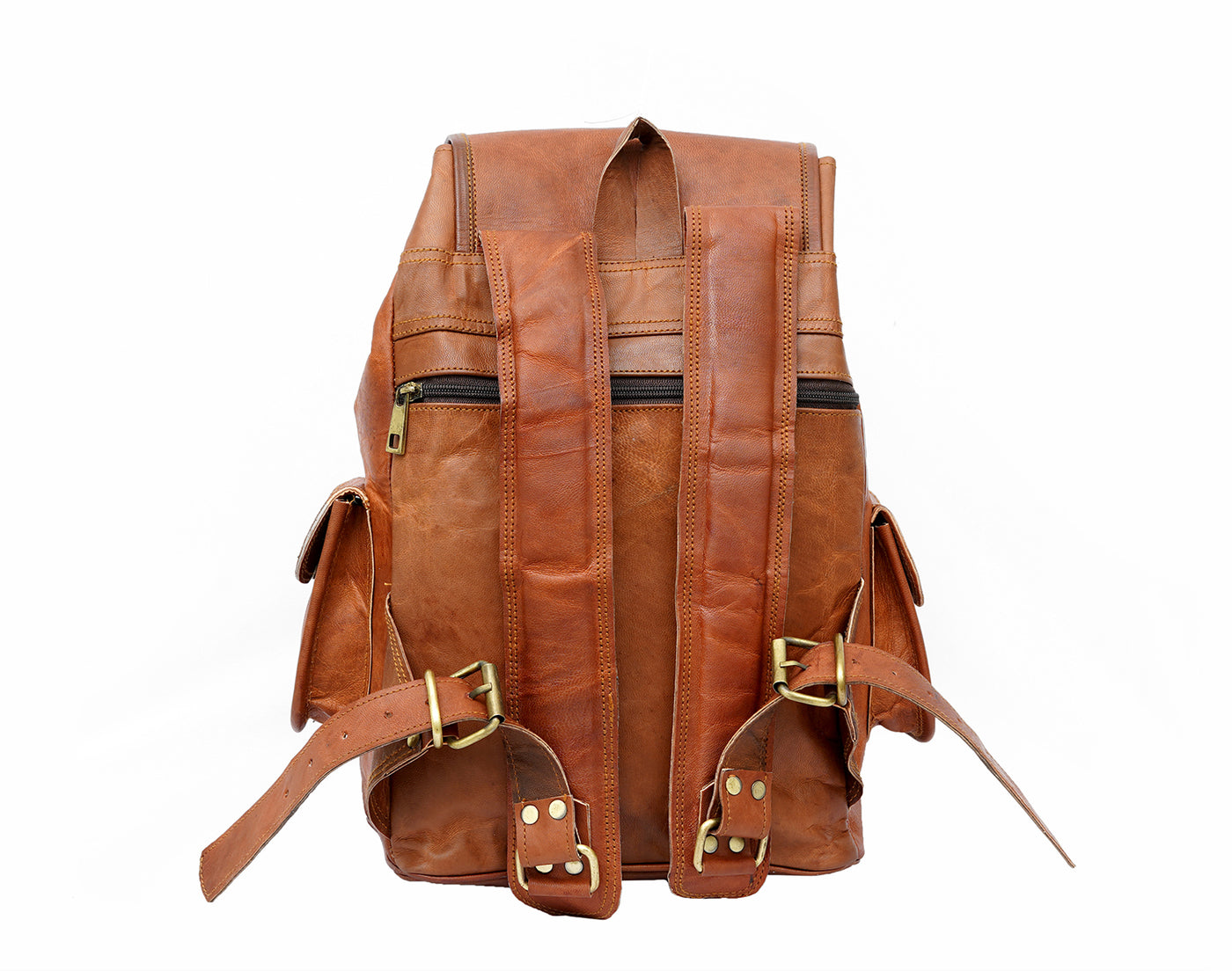 15 Inch Vintage Brown Genuine Leather Women Backpack Bag