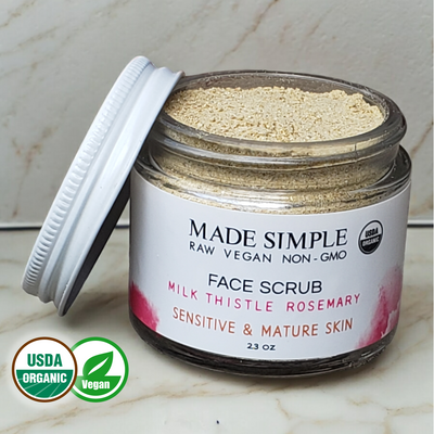 Certified Organic Vegan Milk Thistle Rosemary Face Scrub