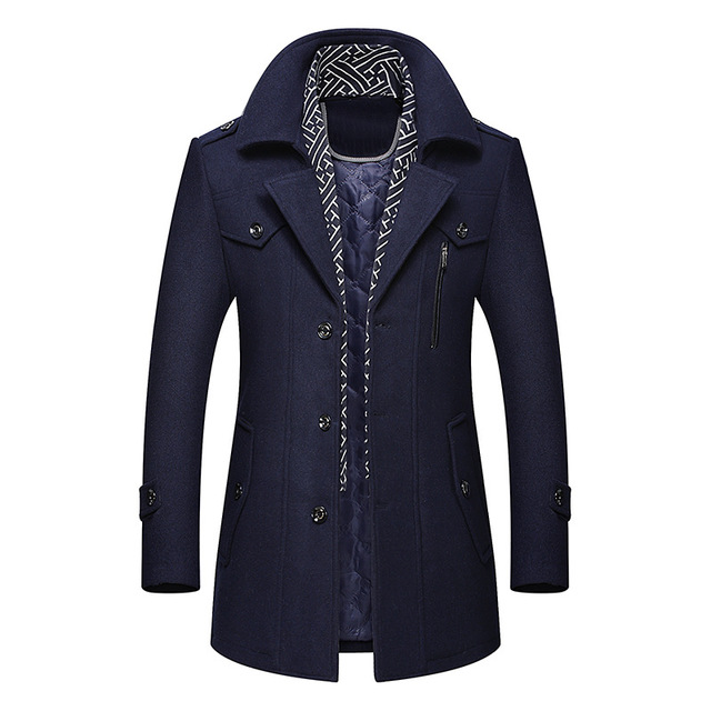 Winter Scarf Detachable Scarf Jackets Men's Wool Coats