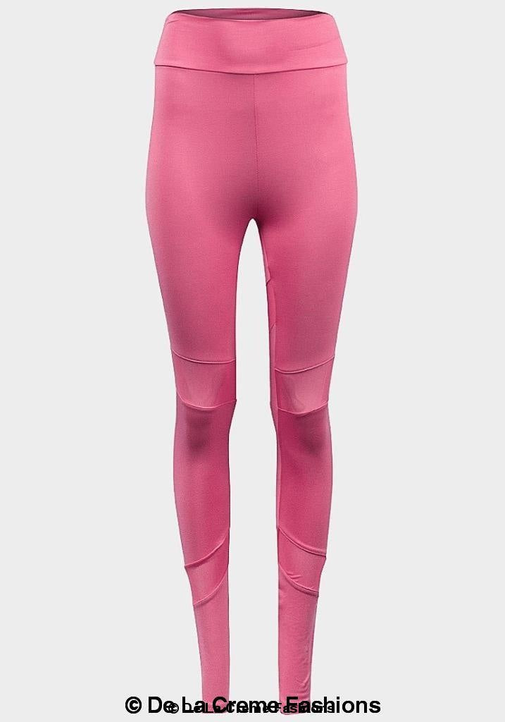 De La Creme - Ladies Pink Mesh Panel Leggings