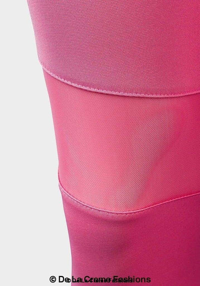 De La Creme - Ladies Pink Mesh Panel Leggings