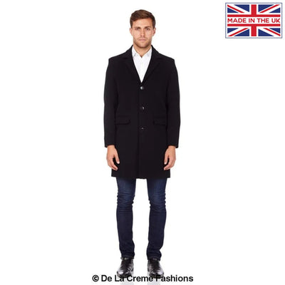 De La Creme MAN - Men's Single Breasted Wool Mix Overcoat