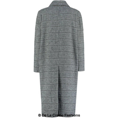 De La Creme - Womens Prince Of Wales Check Wrap Long Coat