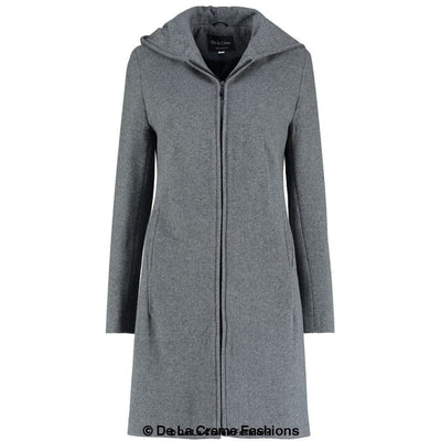 De La Creme - Women's Wool Blend Hooded Zip Coat