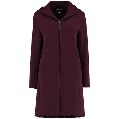 De La Creme - Women's Wool Blend Hooded Zip Coat