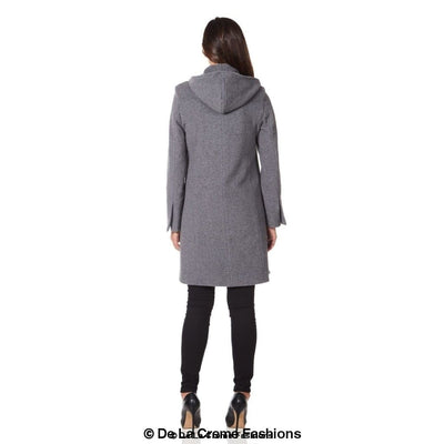 De La Creme - Women's Wool Blend Hooded Zip Coat