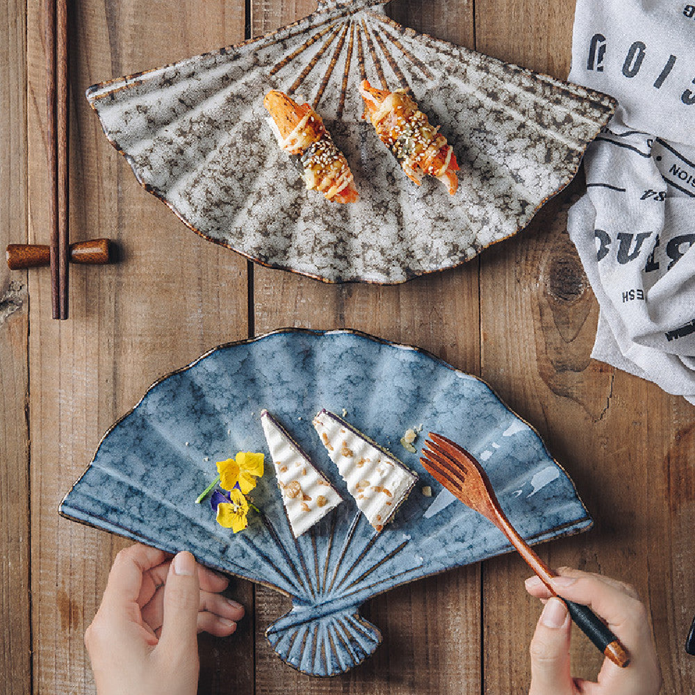 Japanese-style Ceramic Japanese Sushi Fan-shaped Meal Plate