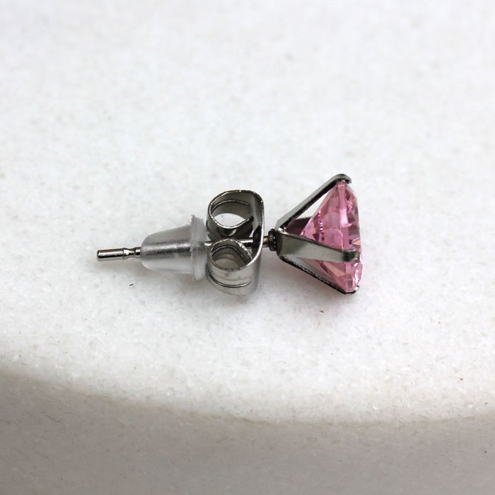 Pair of 316L Surgical Steel Pink Round CZ Stud Earrings