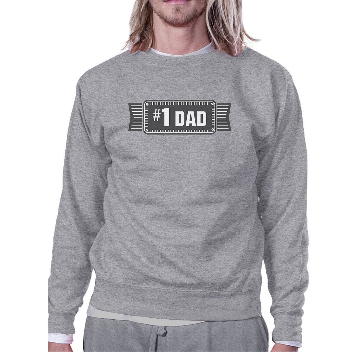 #1 Dad Unisex Grey Pullover Sweatshirt Funny