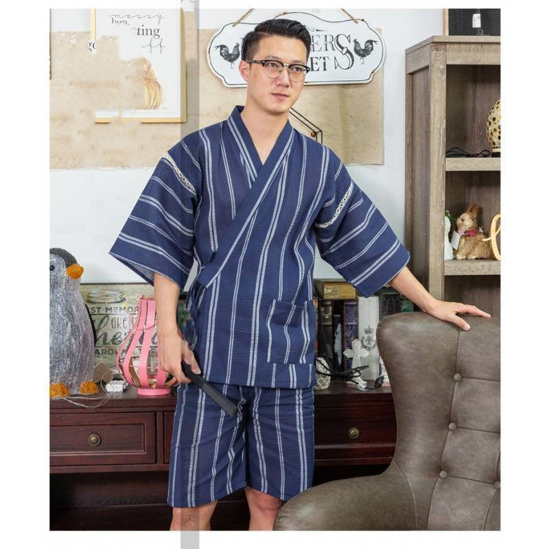 Japanese Men's Home Summer Japanese Jacquard Bathrobe