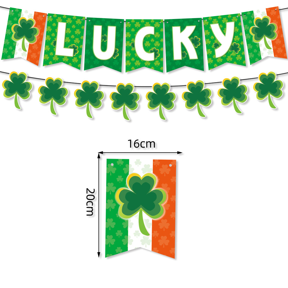 St. Patrick s Day Decorations Lucky Clover Hat Irish Shamrock Banner Cup Plate For happy St.Patricks Day Irish Party