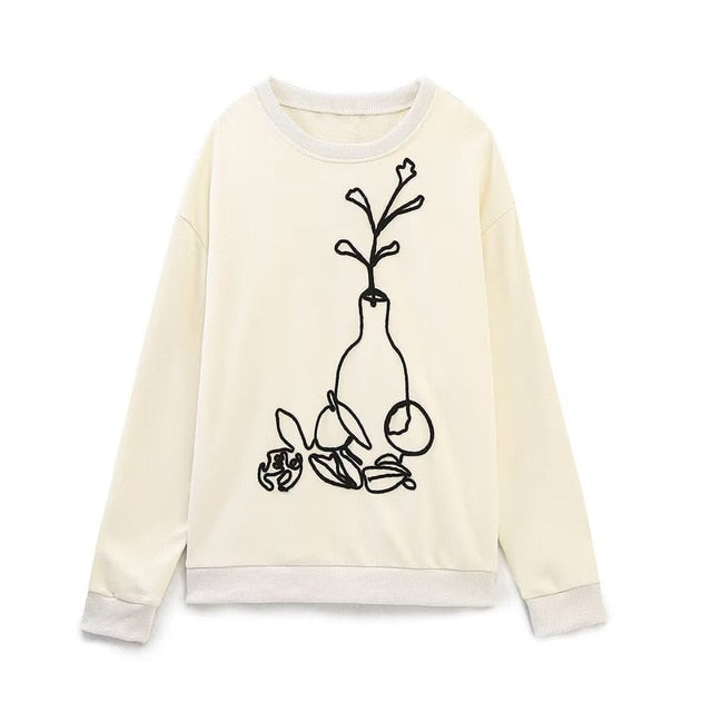 Women Fashion Printing Basic Sweatshirts