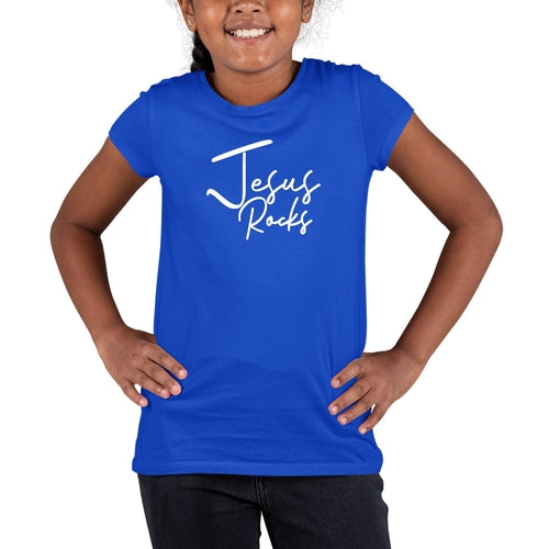 Girls T-shirt Jesus Rocks - Christian Inspiration Affirmation