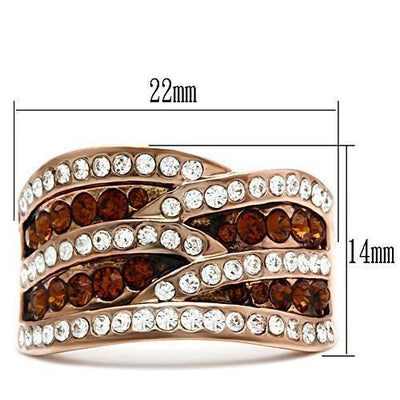 GL217 - IP Rose Gold(Ion Plating) Brass Ring with Top Grade Crystal