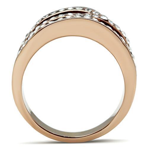 GL217 - IP Rose Gold(Ion Plating) Brass Ring with Top Grade Crystal