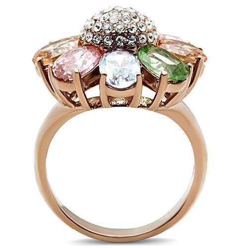 GL224 - IP Rose Gold(Ion Plating) Brass Ring with AAA Grade CZ  in