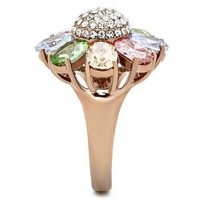 GL224 - IP Rose Gold(Ion Plating) Brass Ring with AAA Grade CZ  in