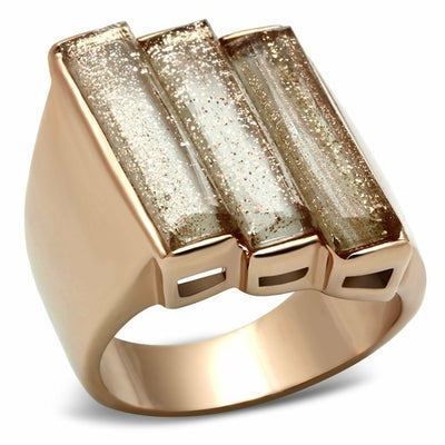 GL231 - IP Rose Gold(Ion Plating) Brass Ring with Synthetic Spinel in