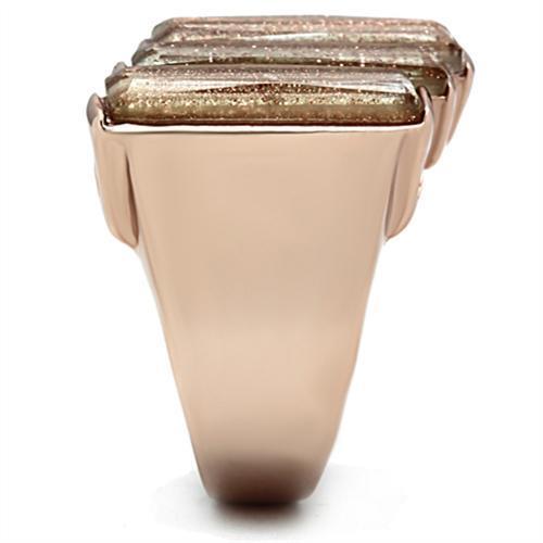 GL231 - IP Rose Gold(Ion Plating) Brass Ring with Synthetic Spinel in