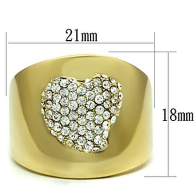 GL293 - IP Gold(Ion Plating) Brass Ring with Top Grade Crystal  in