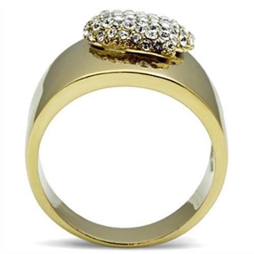 GL293 - IP Gold(Ion Plating) Brass Ring with Top Grade Crystal  in