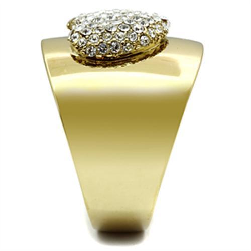 GL293 - IP Gold(Ion Plating) Brass Ring with Top Grade Crystal  in