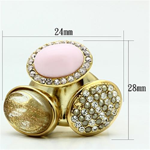 GL301 - IP Gold(Ion Plating) Brass Ring with Top Grade Crystal  in