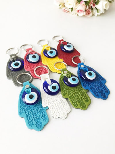 Hamsa hand evil eye keychain