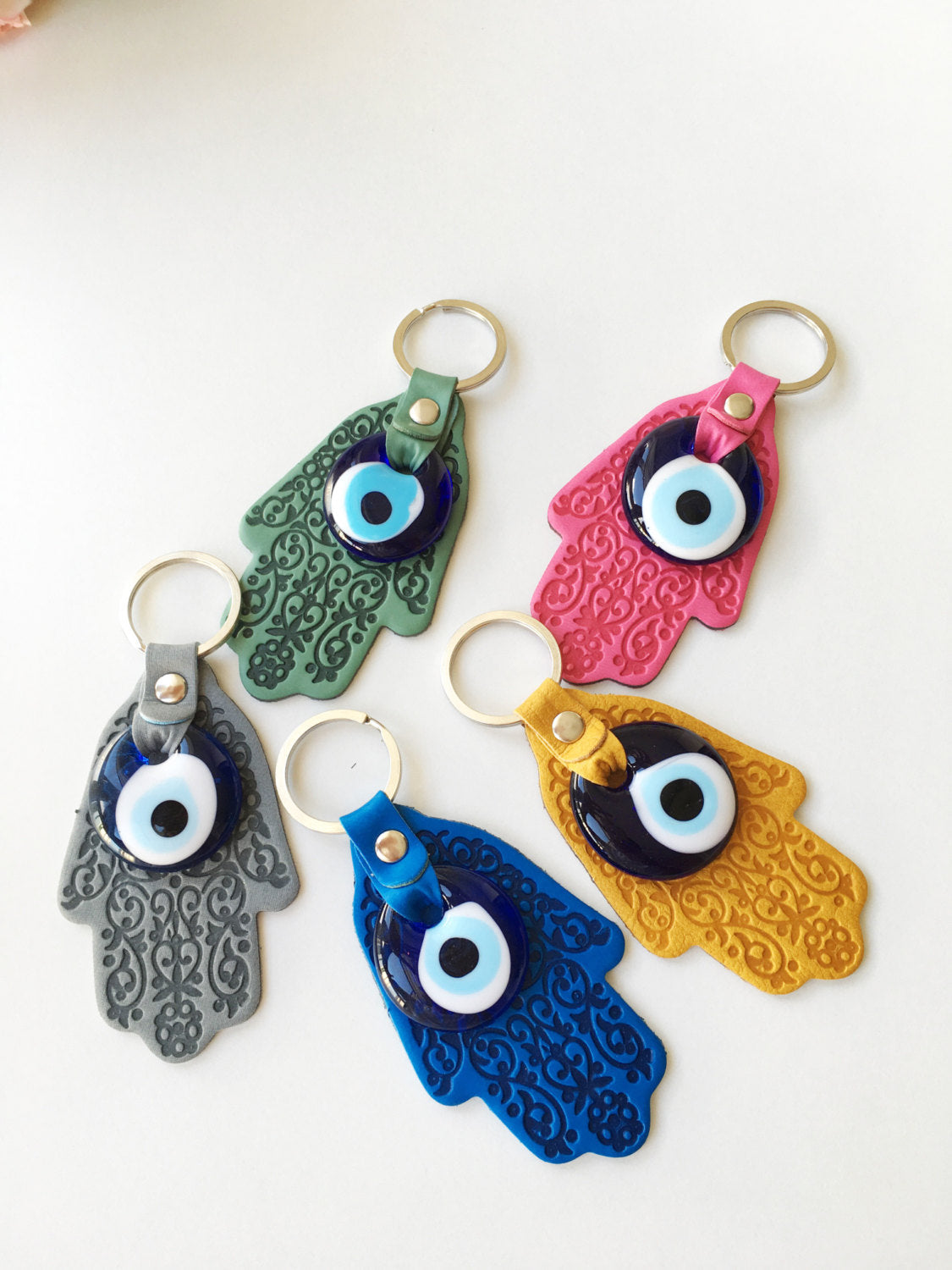 Hamsa hand evil eye keychain