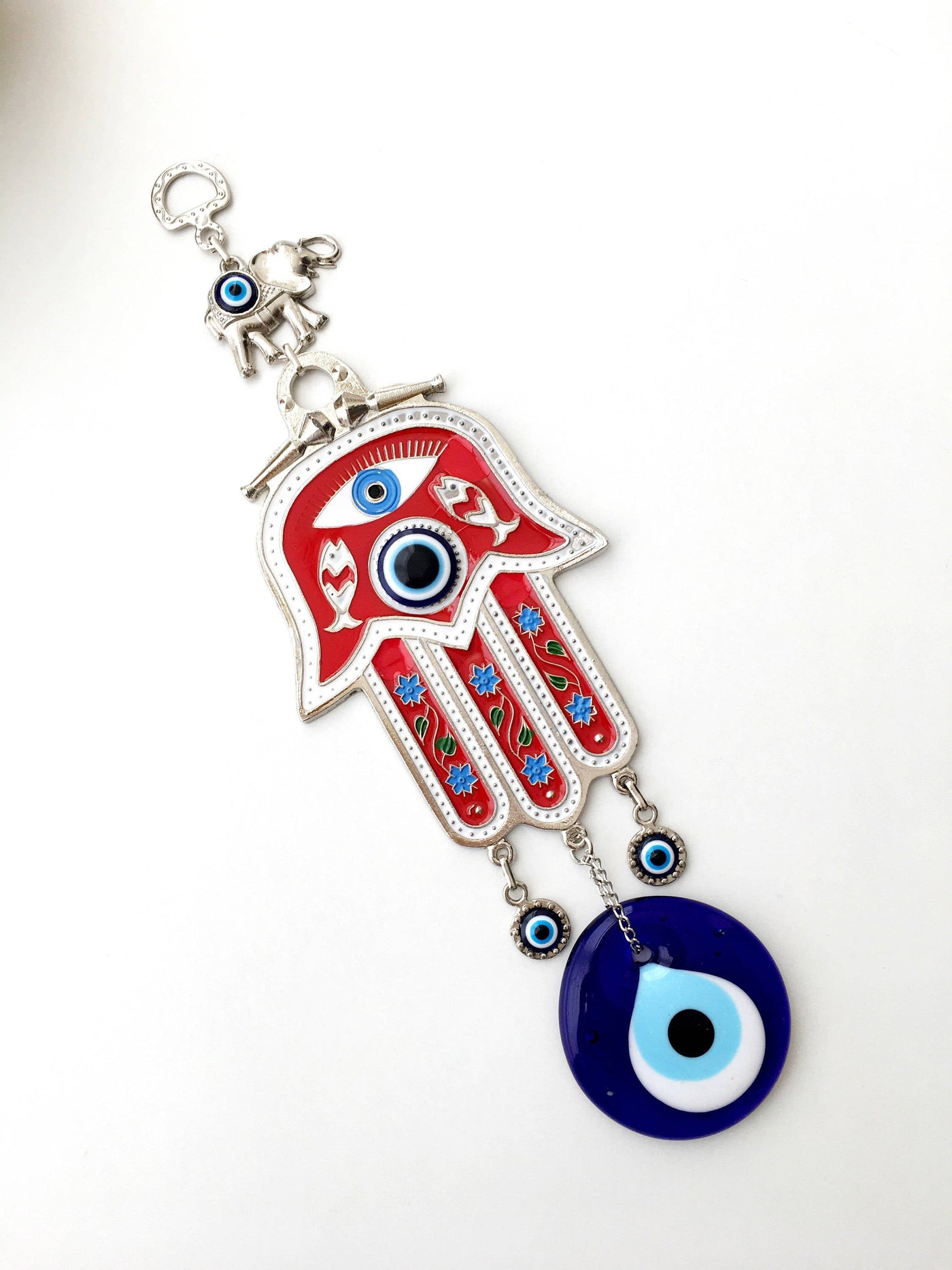 Red Hamsa evil eye wall hanging