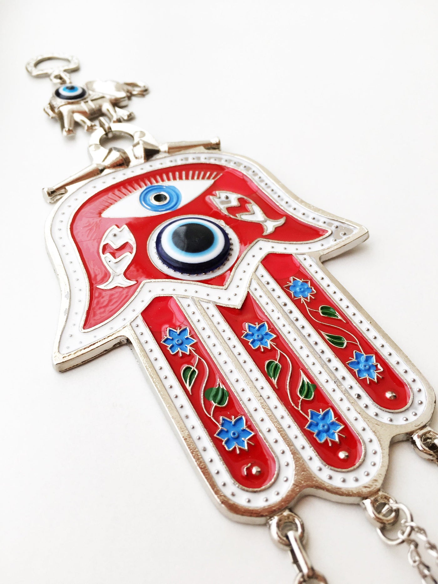 Red Hamsa evil eye wall hanging