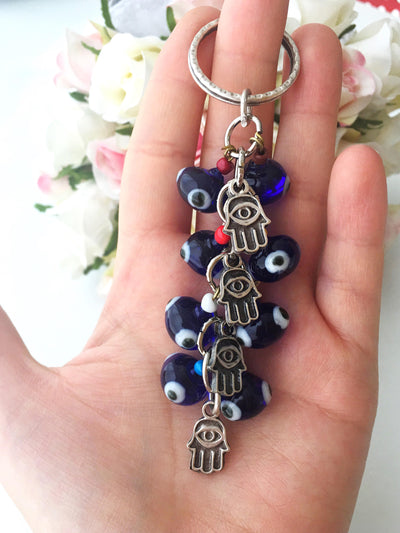 Hamsa keychain, hamsa evil eye keychain, yoga keychain