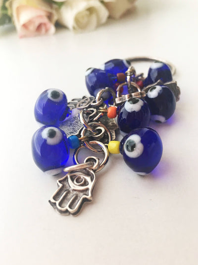 Hamsa keychain, hamsa evil eye keychain, yoga keychain