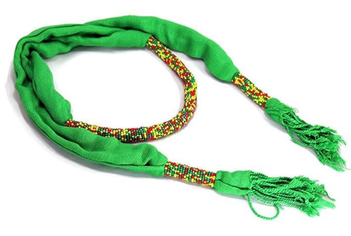 African Rayon Unisex Beaded Neck scarf and Wrap