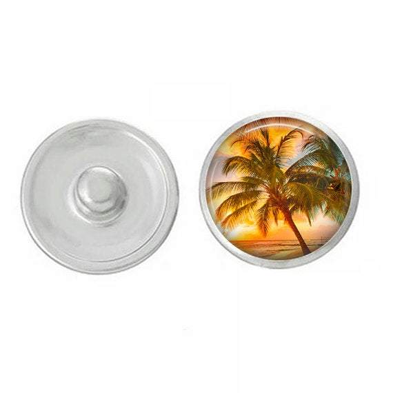 Palm Tree - Snap Jewelry - Palm Tree Sunset Beach Snap - Compatible