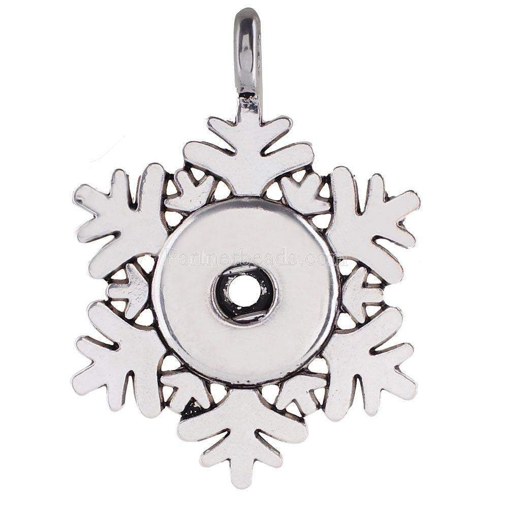 Pendant - Necklace - Snap Jewelry - Snowflake Pendant with Snap - Pair