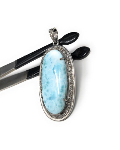 Larimar Pendant, Gemstone Pendant, Silver Pendant, Natural Larimar,