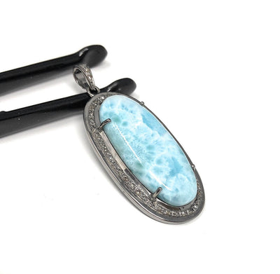 Larimar Pendant, Gemstone Pendant, Silver Pendant, Natural Larimar,