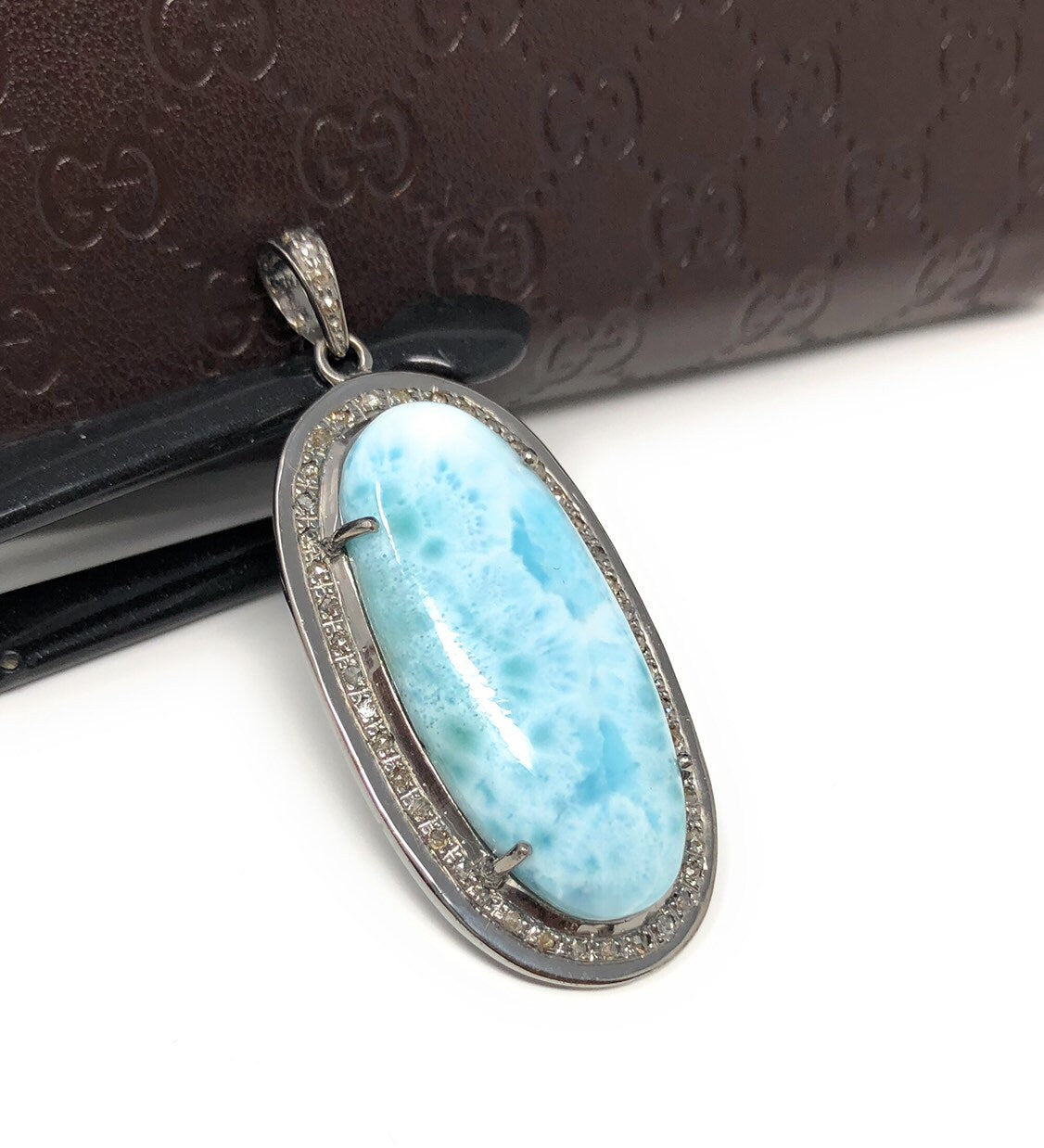 Larimar Pendant, Gemstone Pendant, Silver Pendant, Natural Larimar,