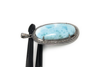 Larimar Pendant, Gemstone Pendant, Silver Pendant, Natural Larimar,