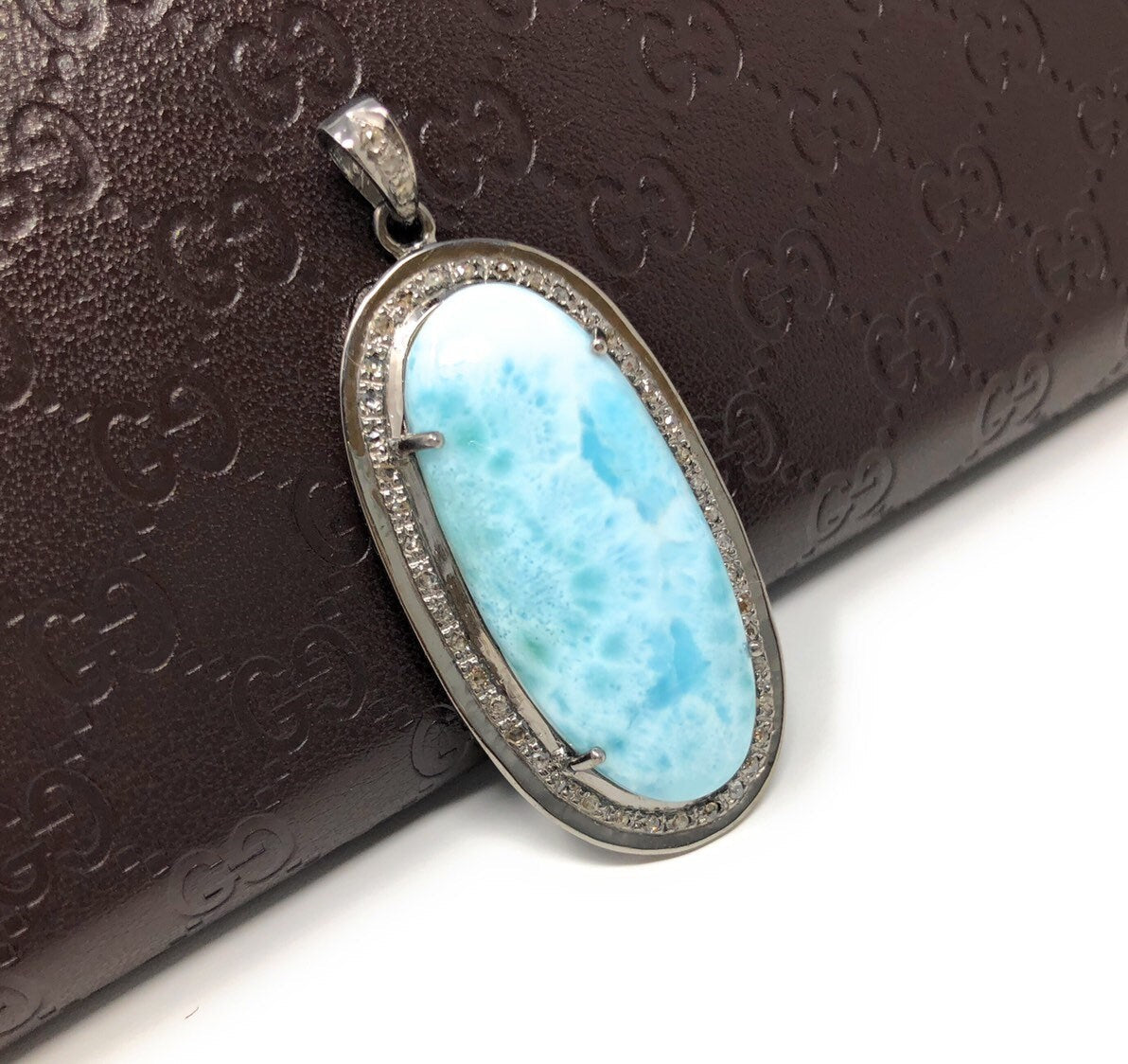 Larimar Pendant, Gemstone Pendant, Silver Pendant, Natural Larimar,