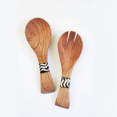 Mini Olive Wood African Salad Serving Set