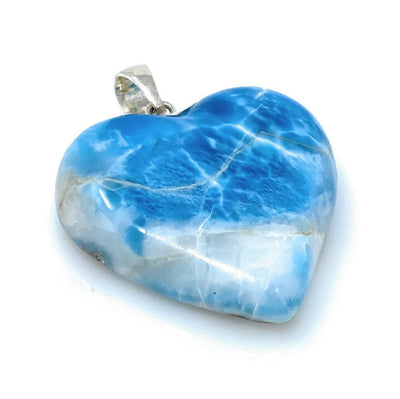 25.8g Larimar Heart Pendant, Large Larimar Sterling Silver Pendant,