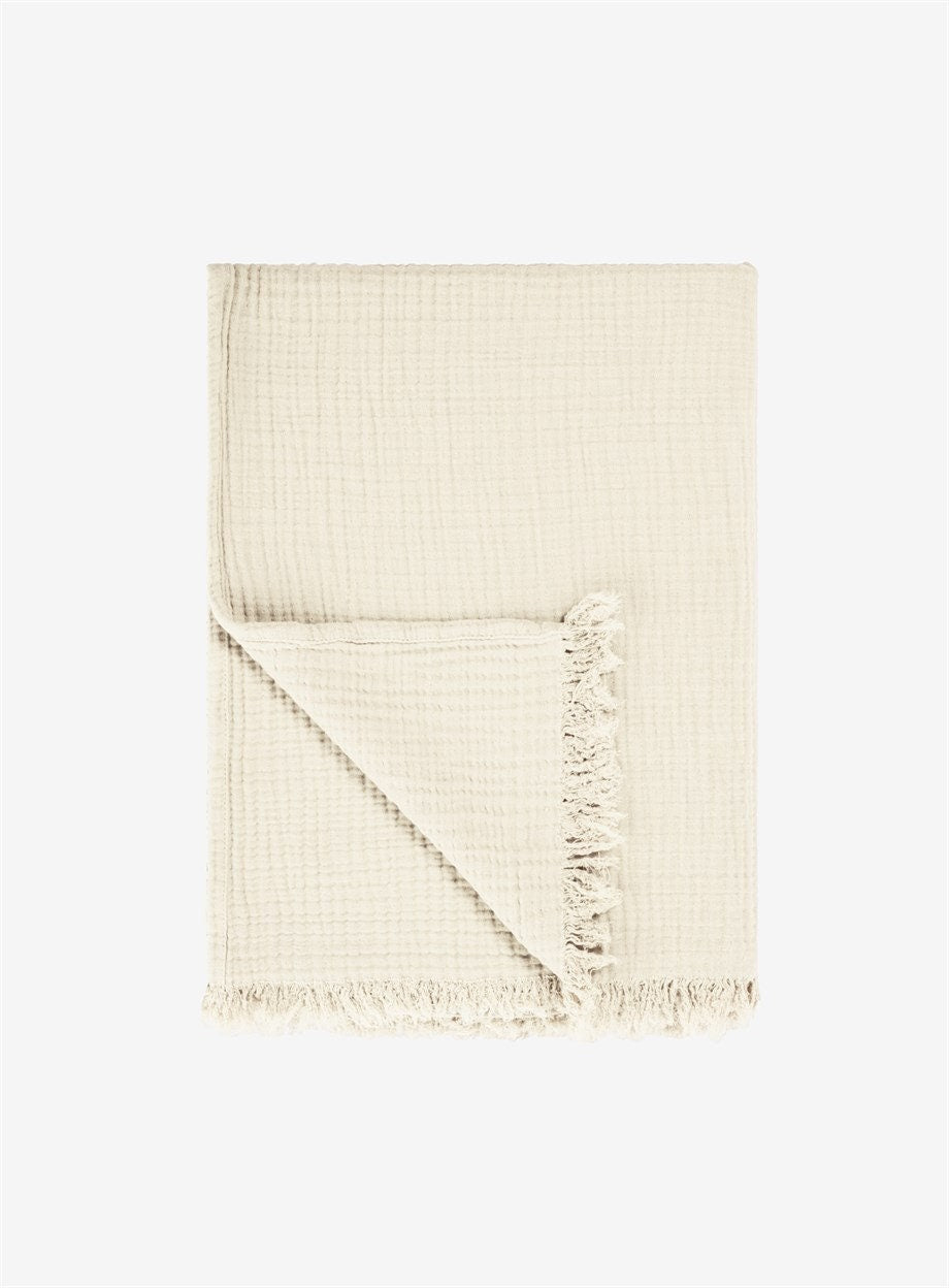 Organic Cotton Throw Blanket | Beige Couch Blanket