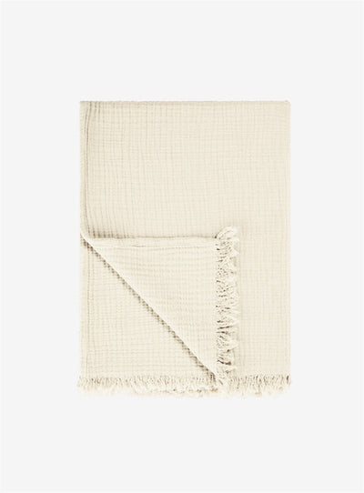 Organic Cotton Throw Blanket | Beige Couch Blanket